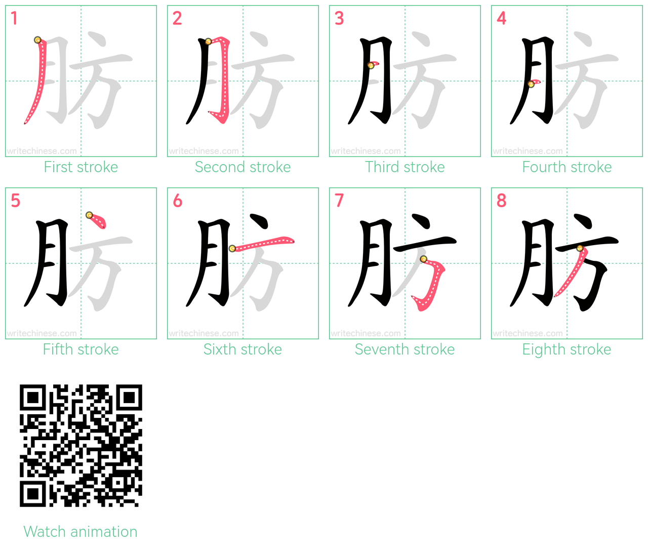 肪 step-by-step stroke order diagrams