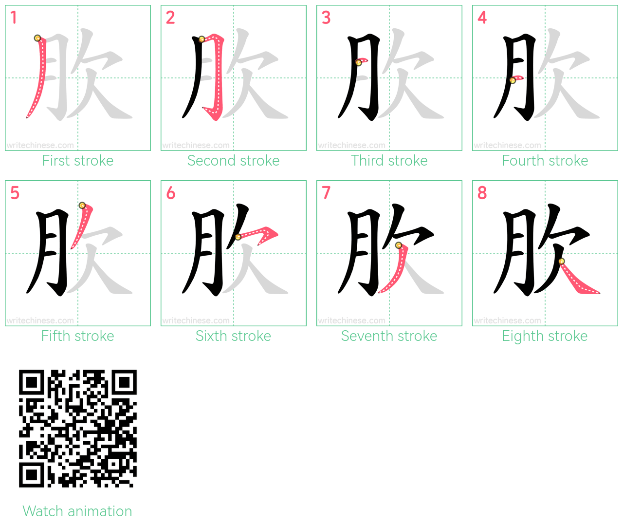 肷 step-by-step stroke order diagrams