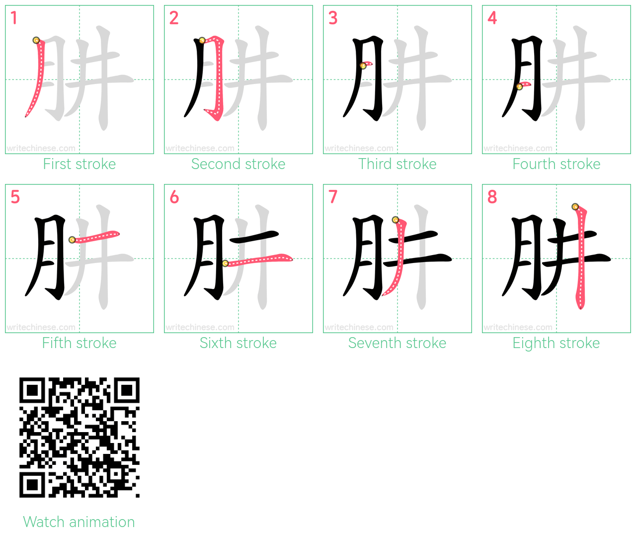 肼 step-by-step stroke order diagrams