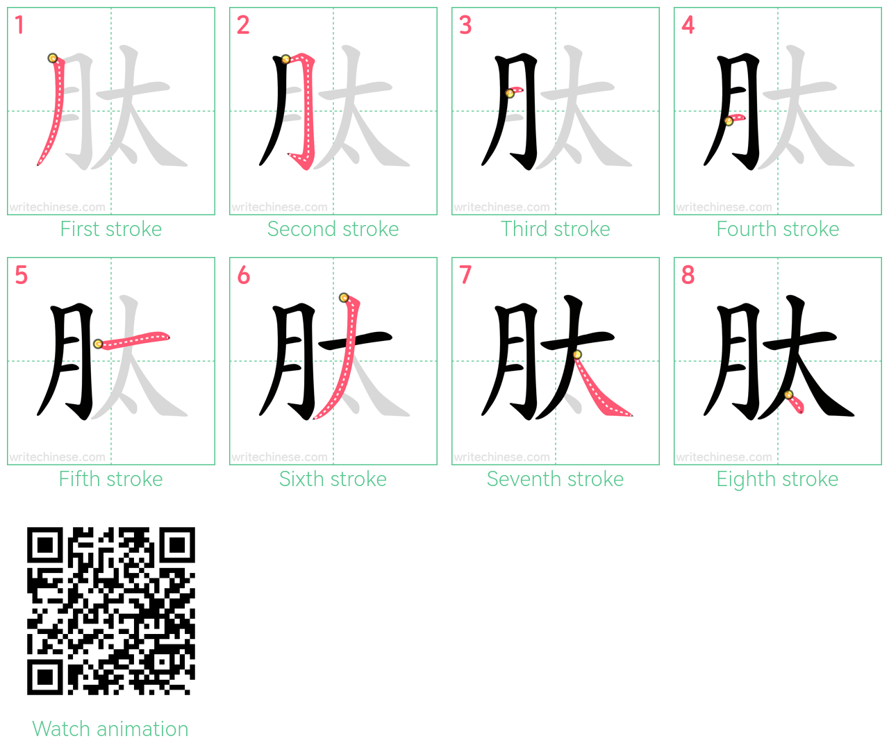 肽 step-by-step stroke order diagrams