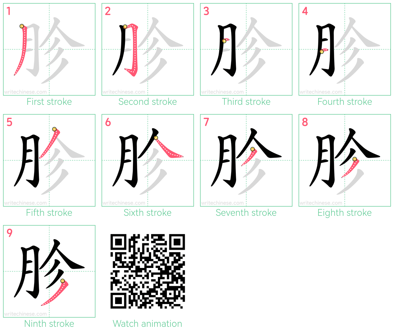 胗 step-by-step stroke order diagrams