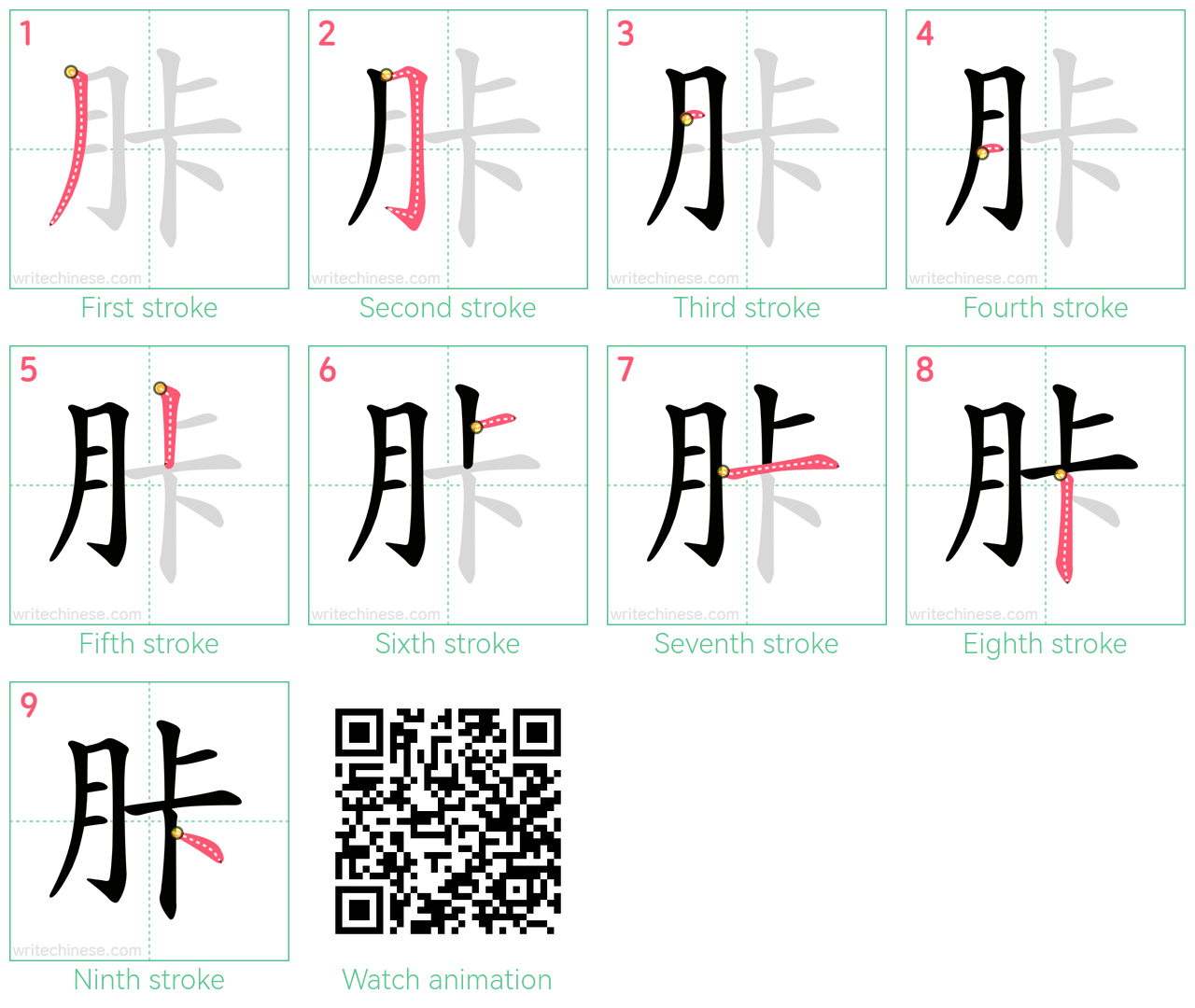 胩 step-by-step stroke order diagrams