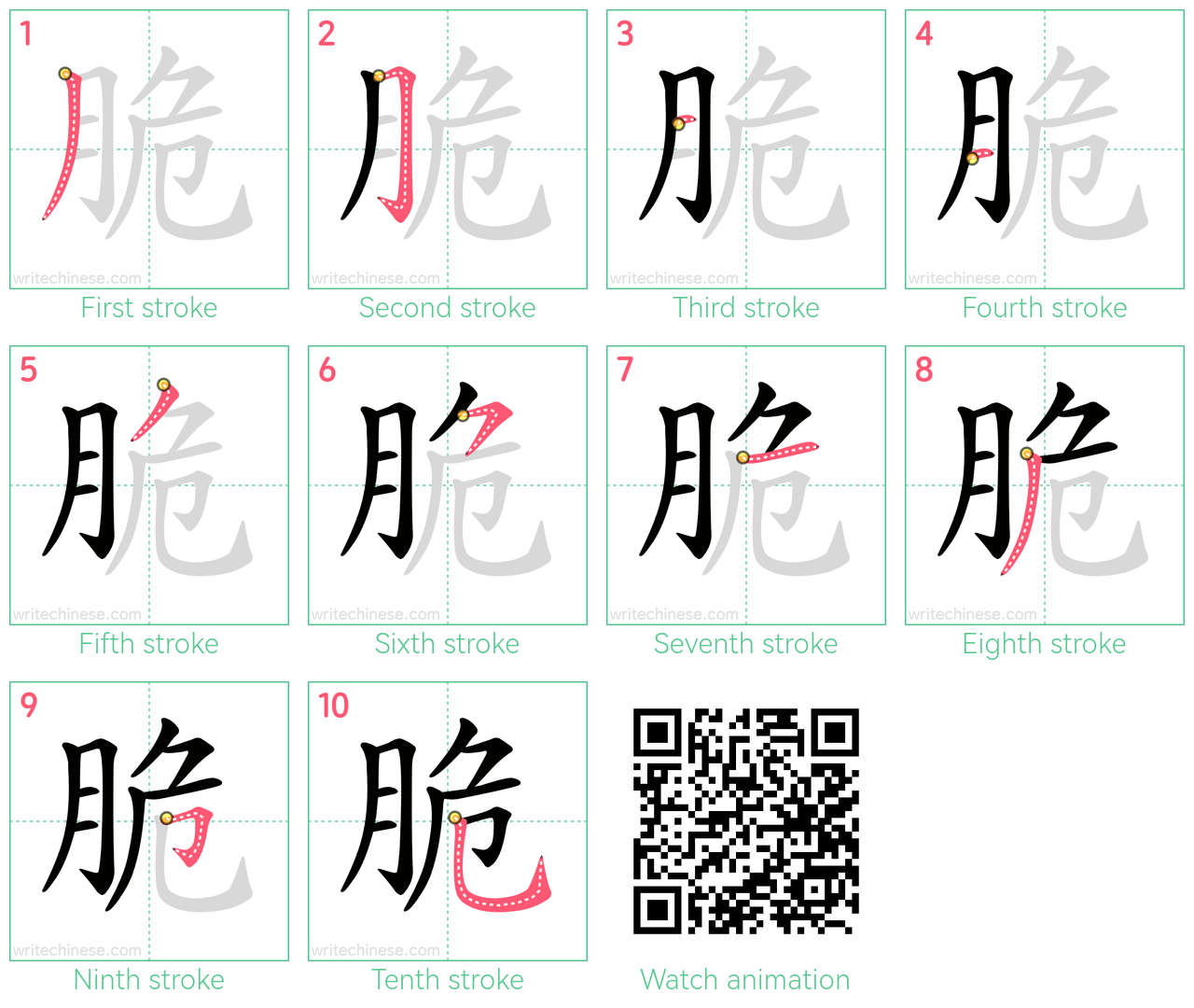 脆 step-by-step stroke order diagrams