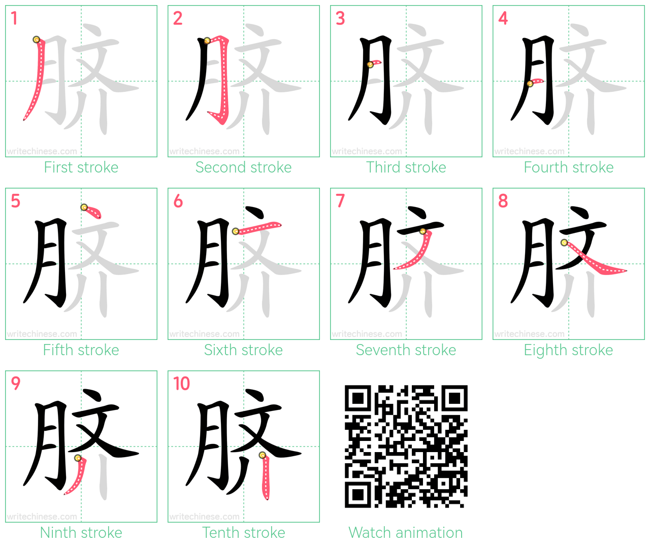 脐 step-by-step stroke order diagrams