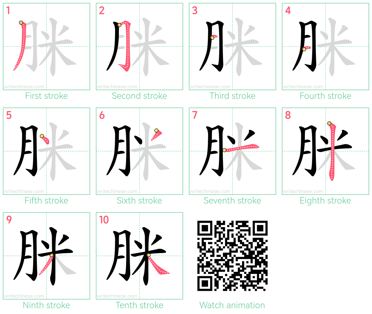 脒 step-by-step stroke order diagrams