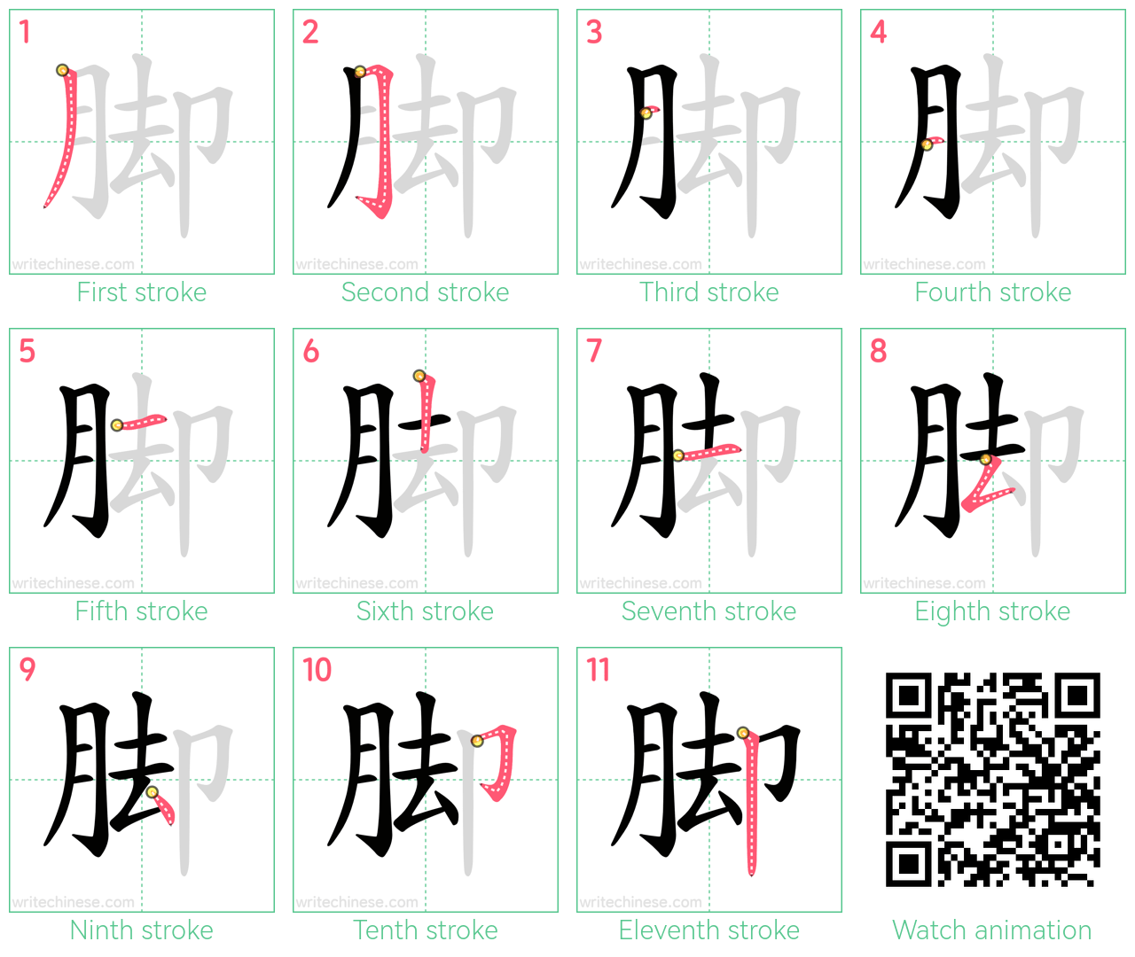 脚 step-by-step stroke order diagrams