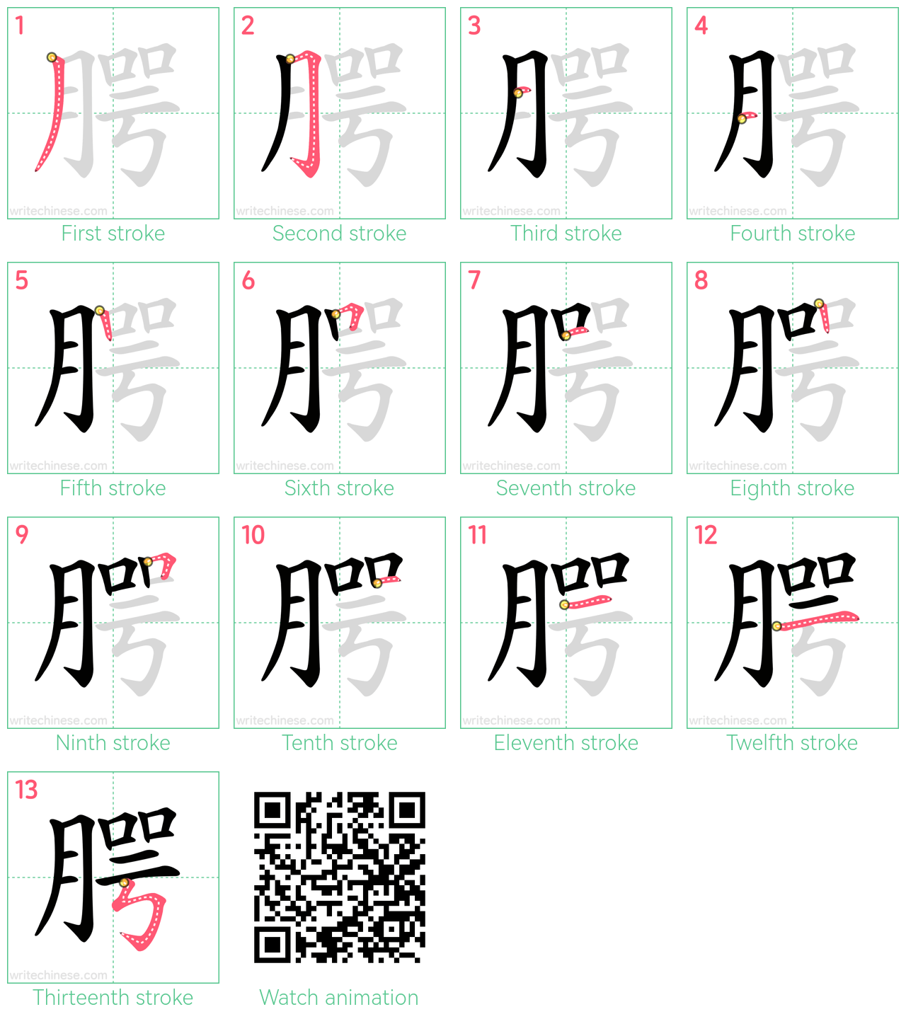 腭 step-by-step stroke order diagrams