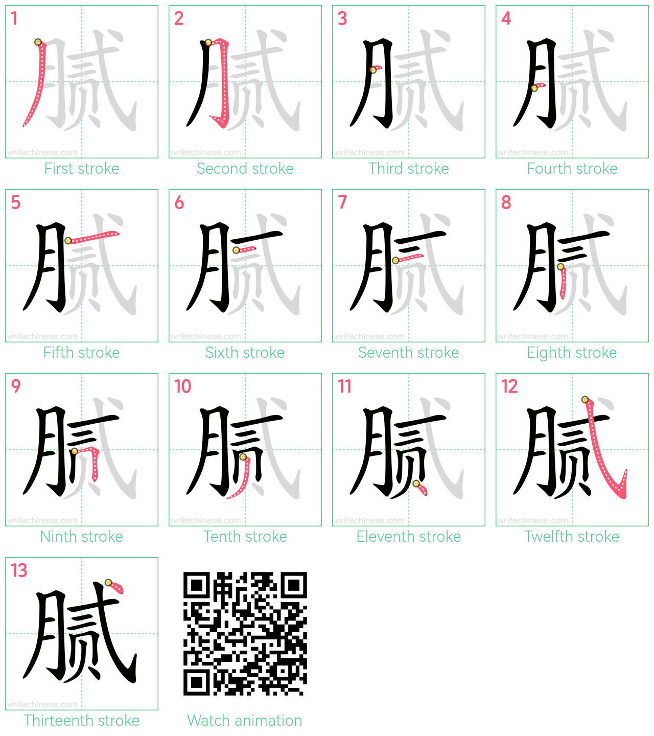 腻 step-by-step stroke order diagrams