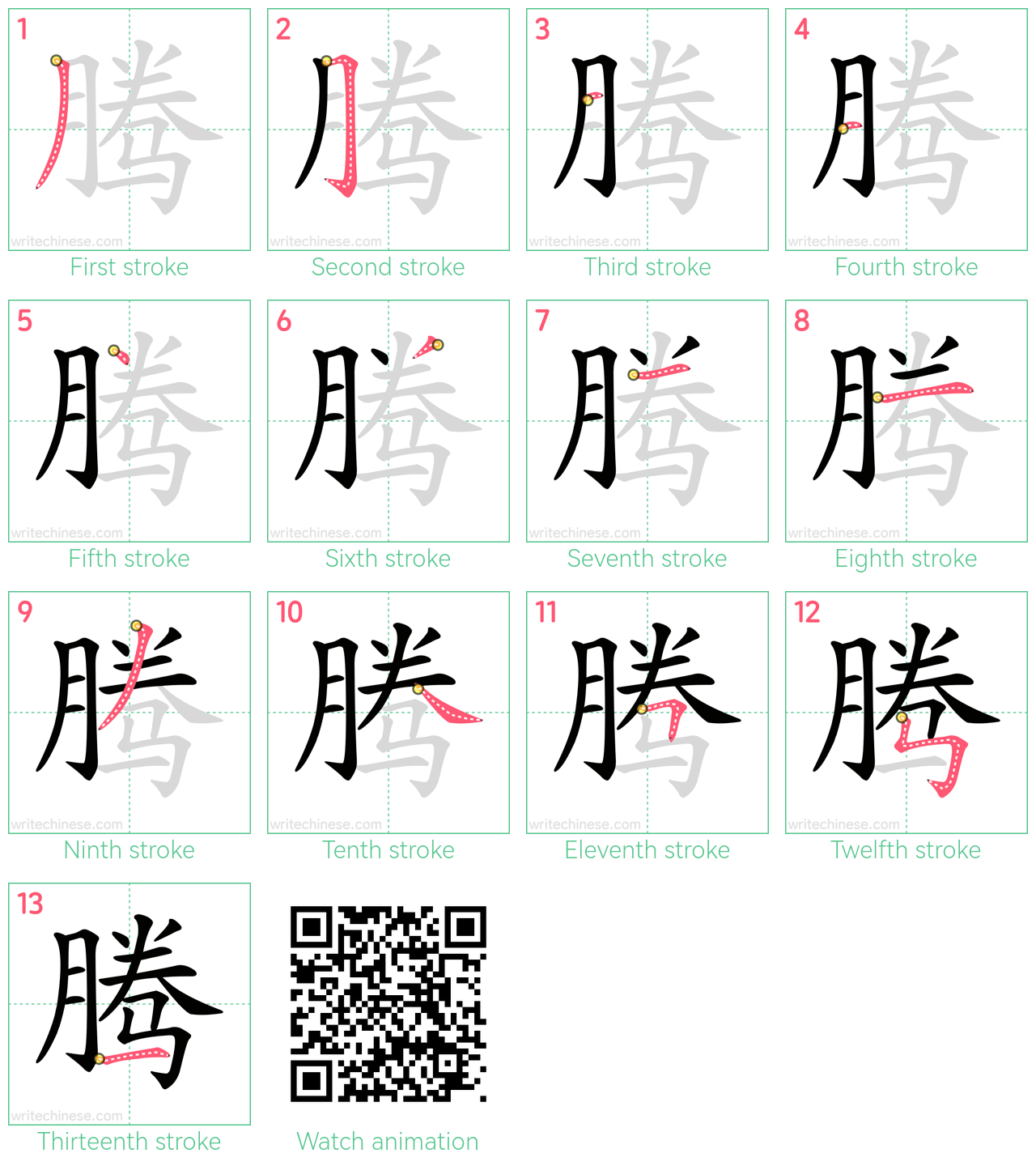 腾 step-by-step stroke order diagrams