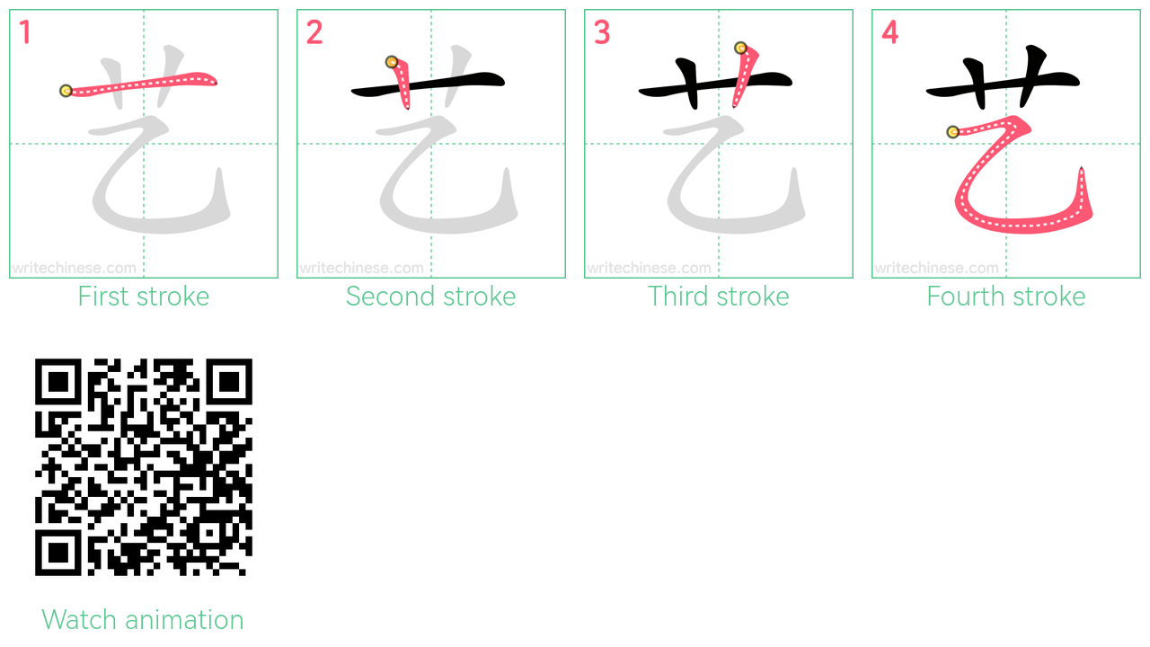 艺 step-by-step stroke order diagrams