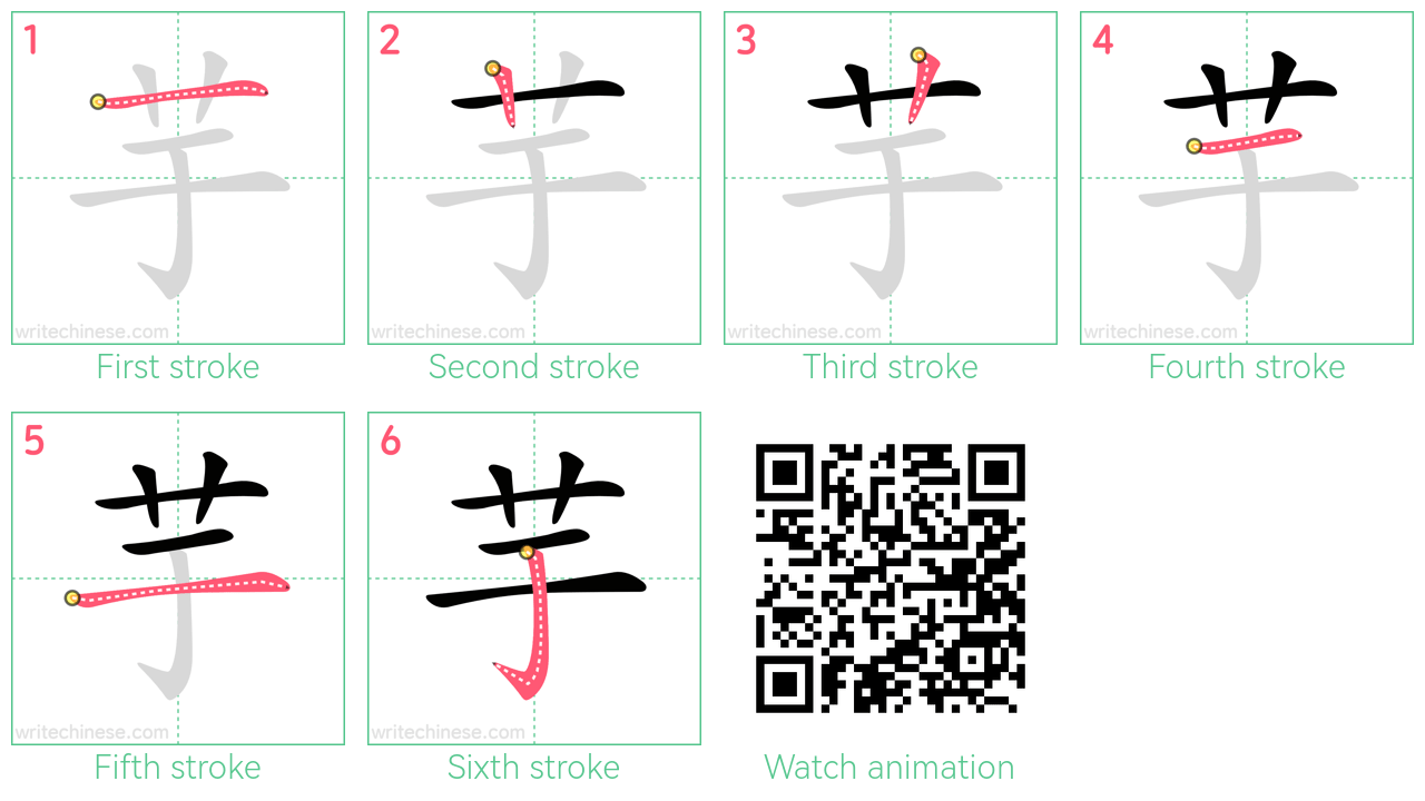 芋 step-by-step stroke order diagrams