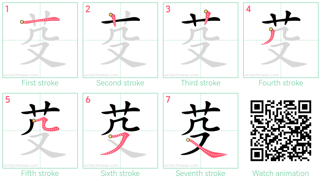 芟 step-by-step stroke order diagrams