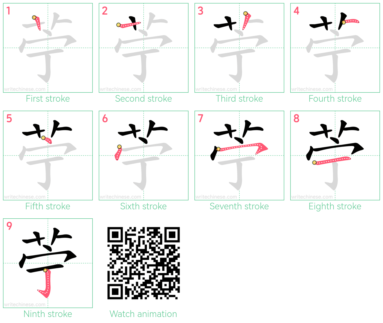 苧 step-by-step stroke order diagrams