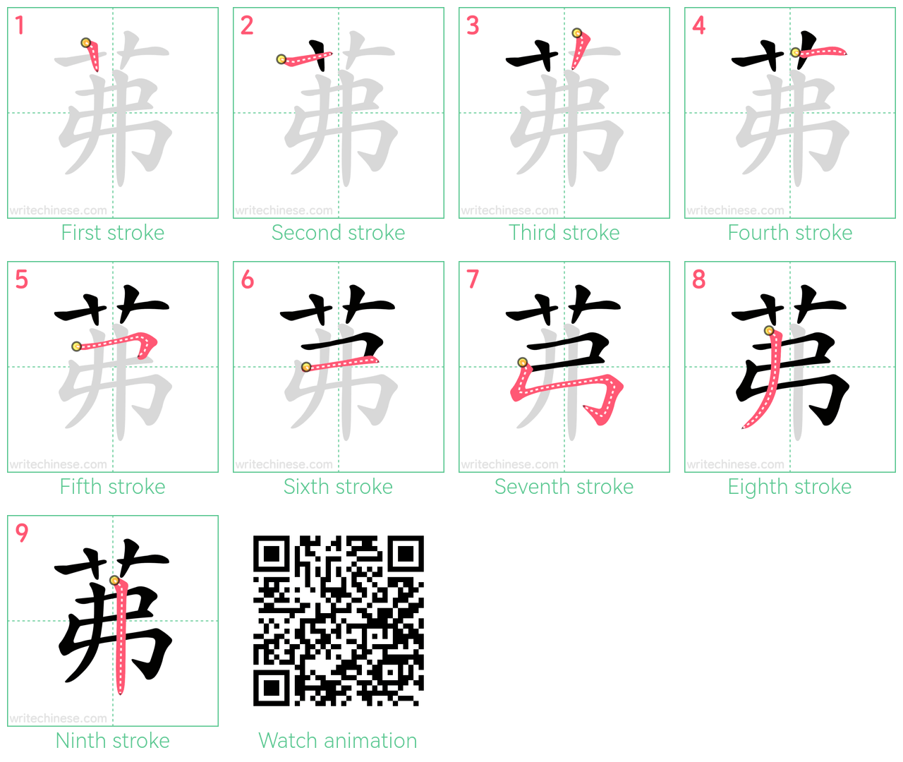 茀 step-by-step stroke order diagrams