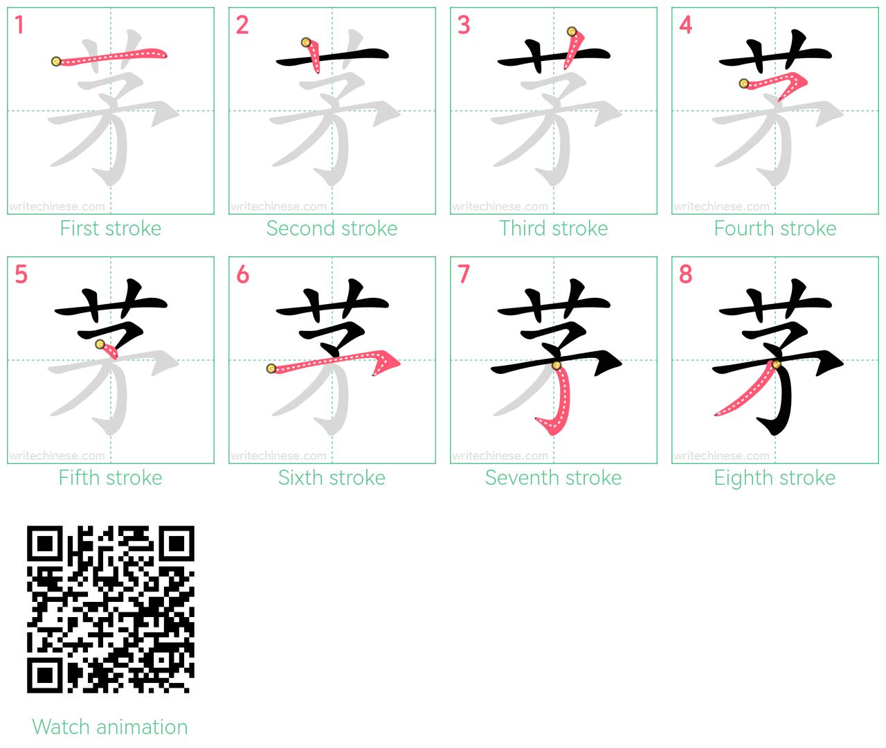 茅 step-by-step stroke order diagrams