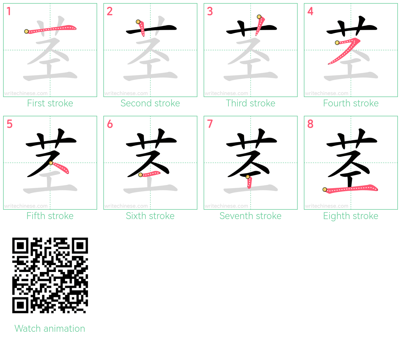 茎 step-by-step stroke order diagrams