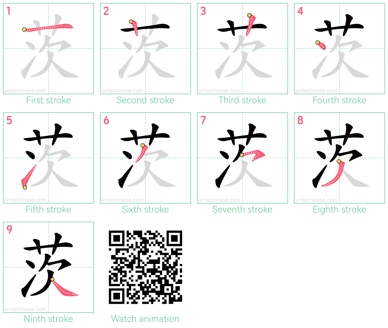 茨 step-by-step stroke order diagrams