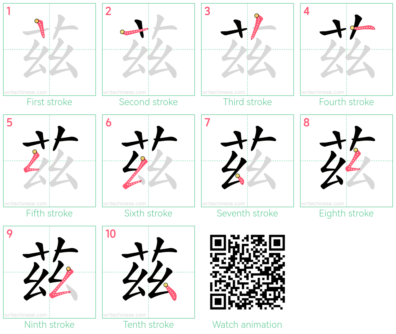 茲 step-by-step stroke order diagrams