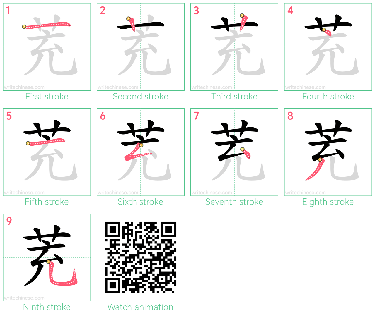 茺 step-by-step stroke order diagrams