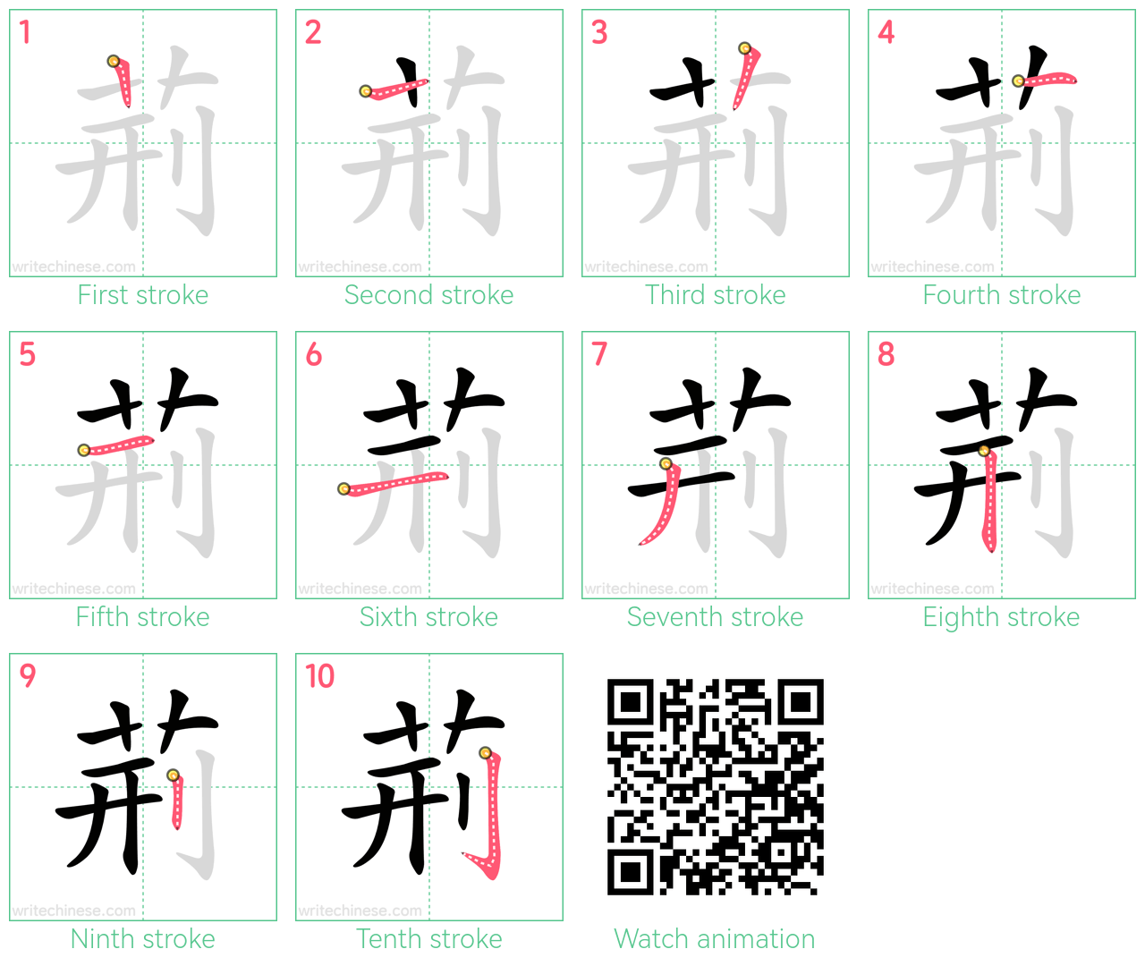 荊 step-by-step stroke order diagrams