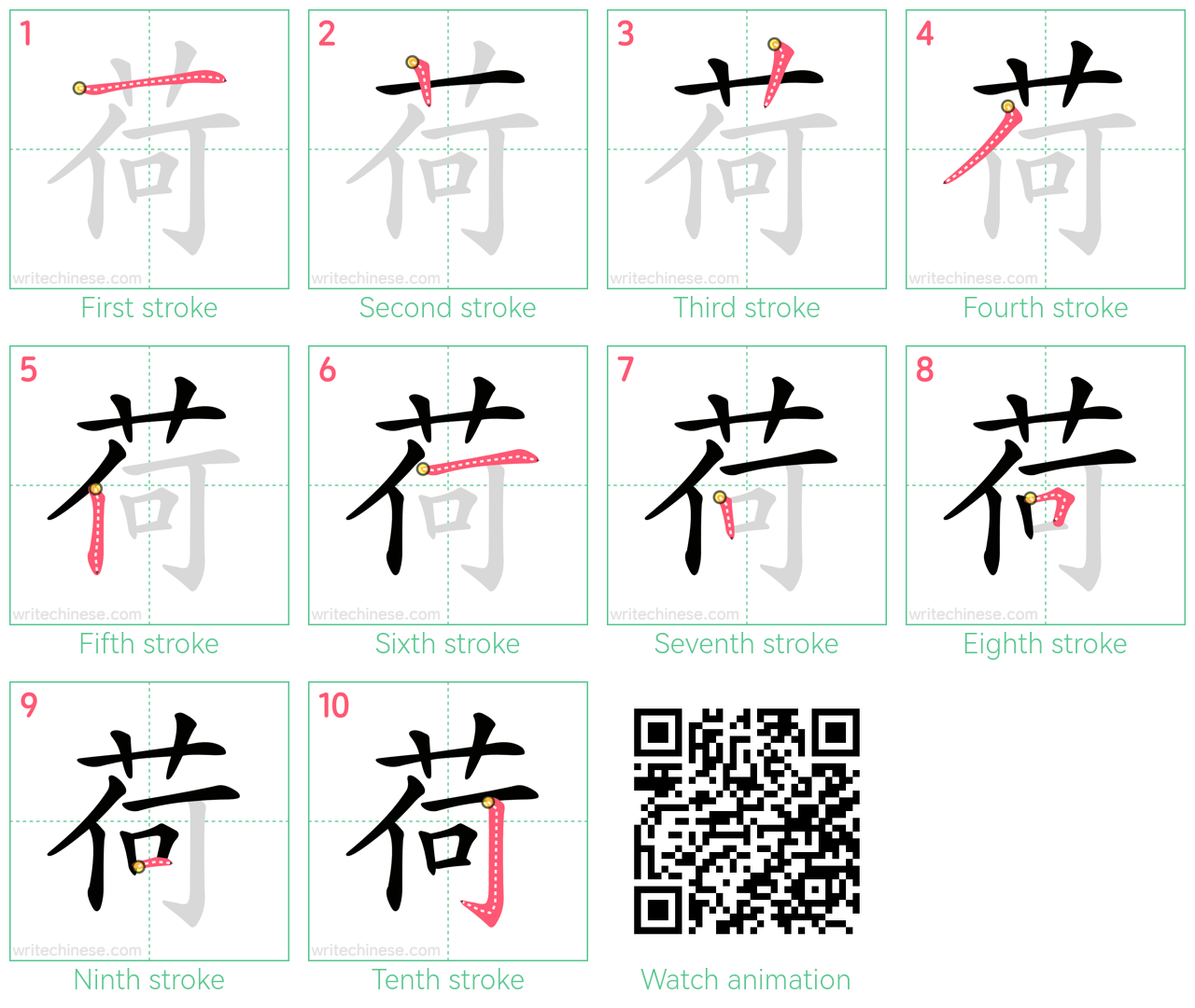 荷 step-by-step stroke order diagrams