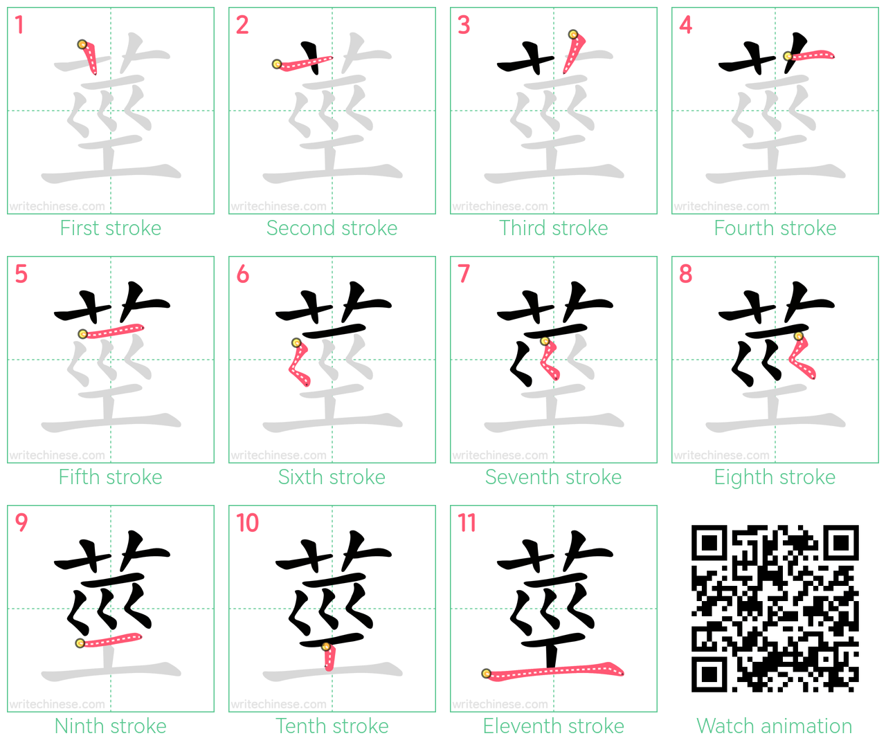 莖 step-by-step stroke order diagrams