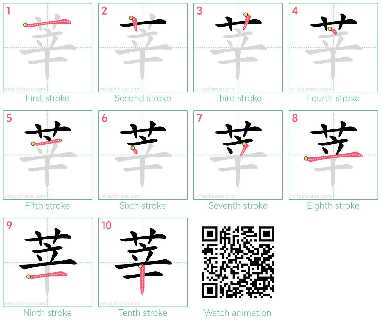 莘 step-by-step stroke order diagrams