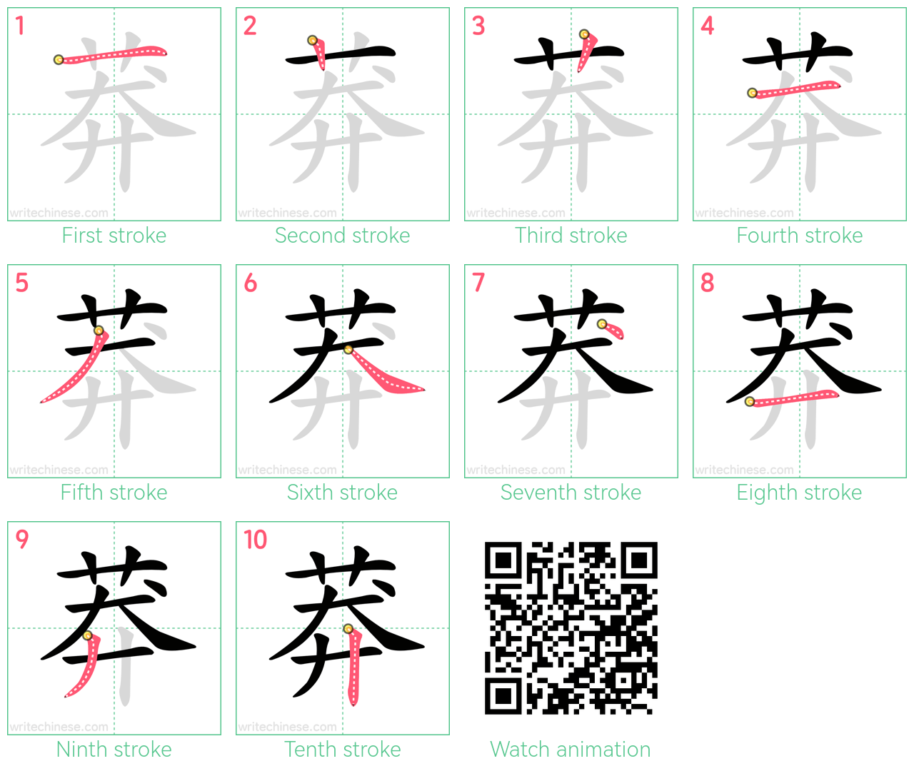 莽 step-by-step stroke order diagrams