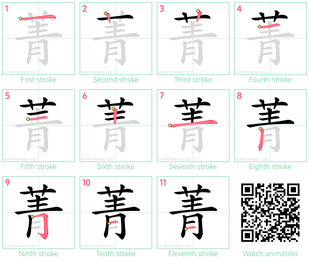 菁 step-by-step stroke order diagrams
