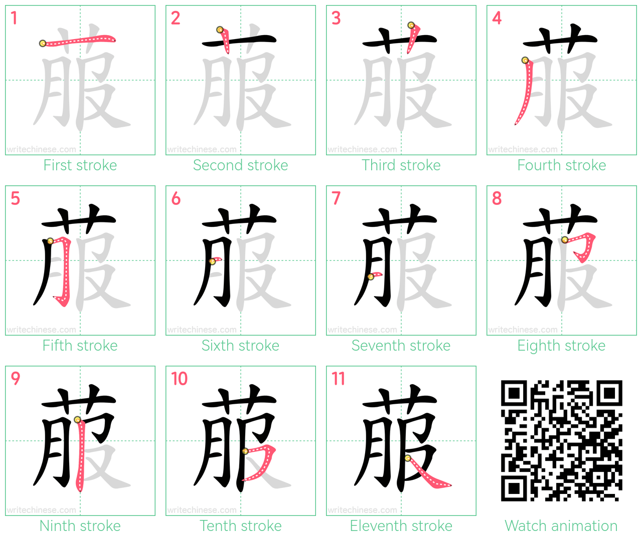 菔 step-by-step stroke order diagrams