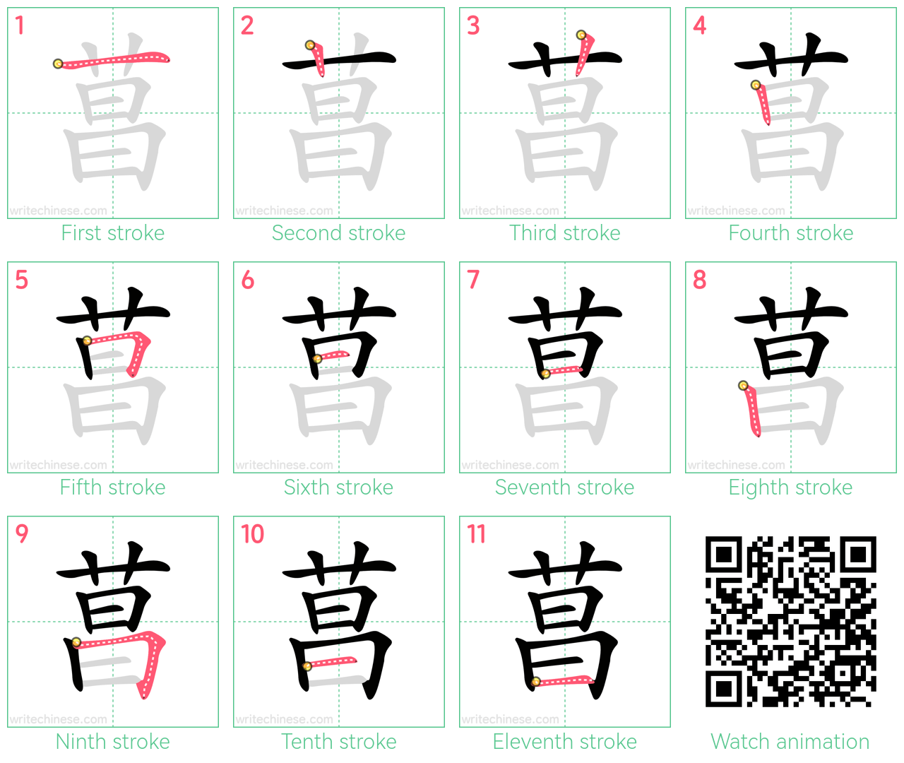 菖 step-by-step stroke order diagrams