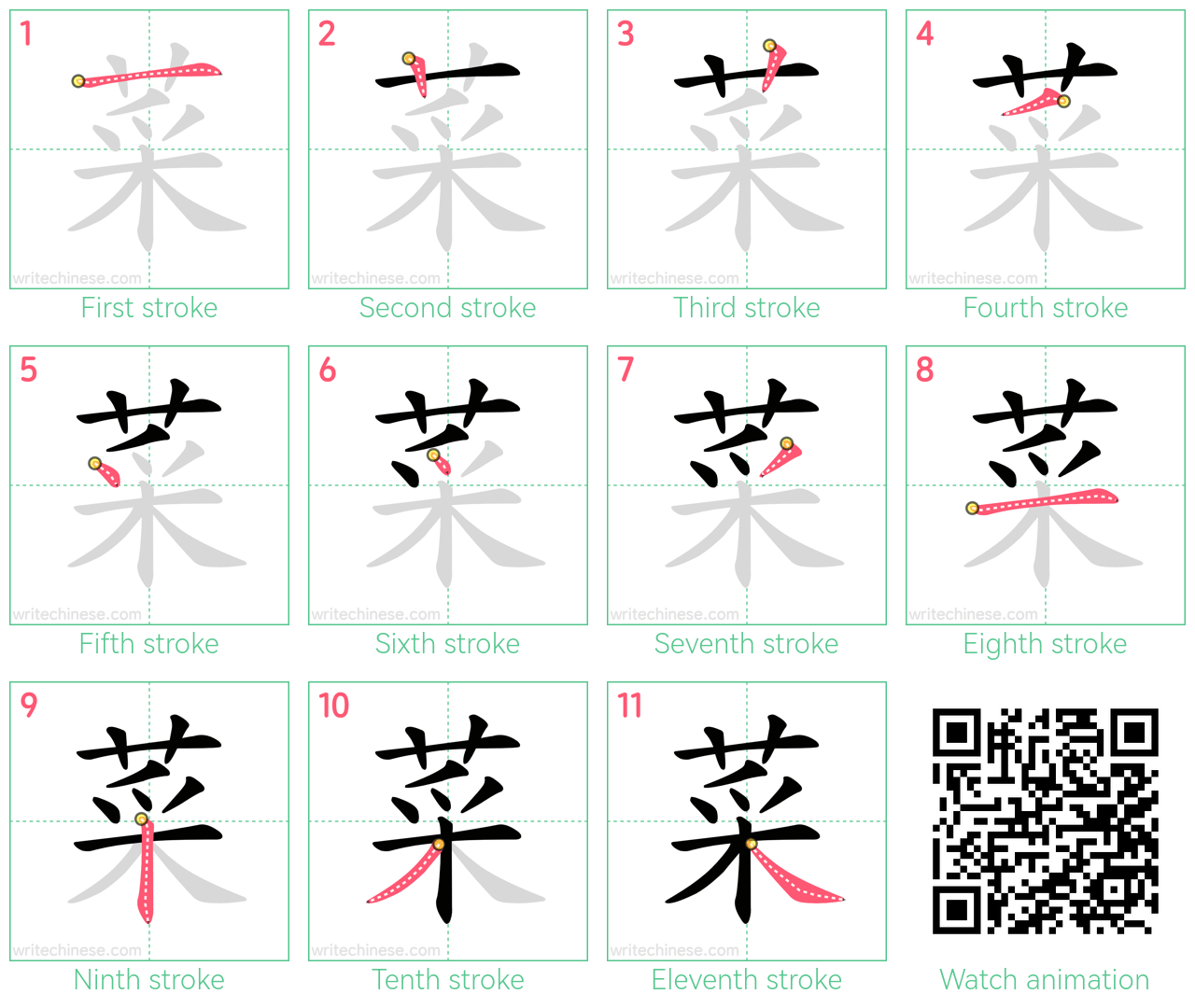 菜 step-by-step stroke order diagrams