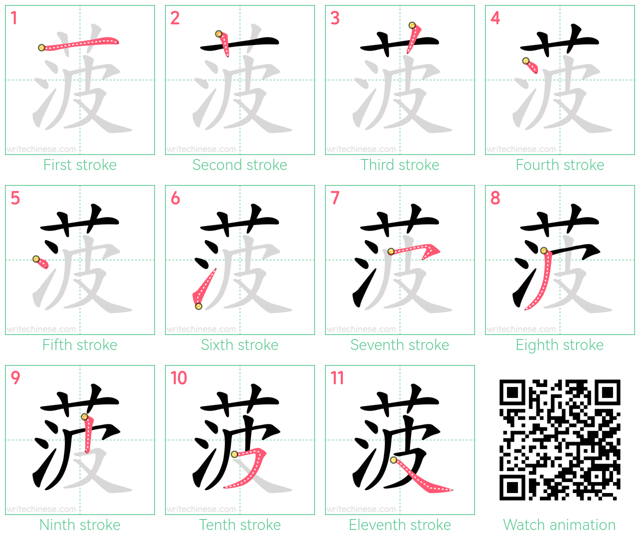 菠 step-by-step stroke order diagrams