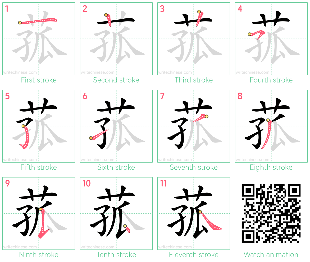 菰 step-by-step stroke order diagrams