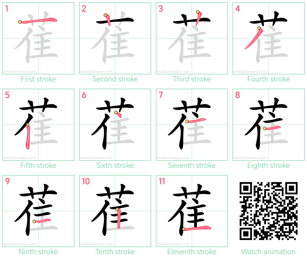 萑 step-by-step stroke order diagrams