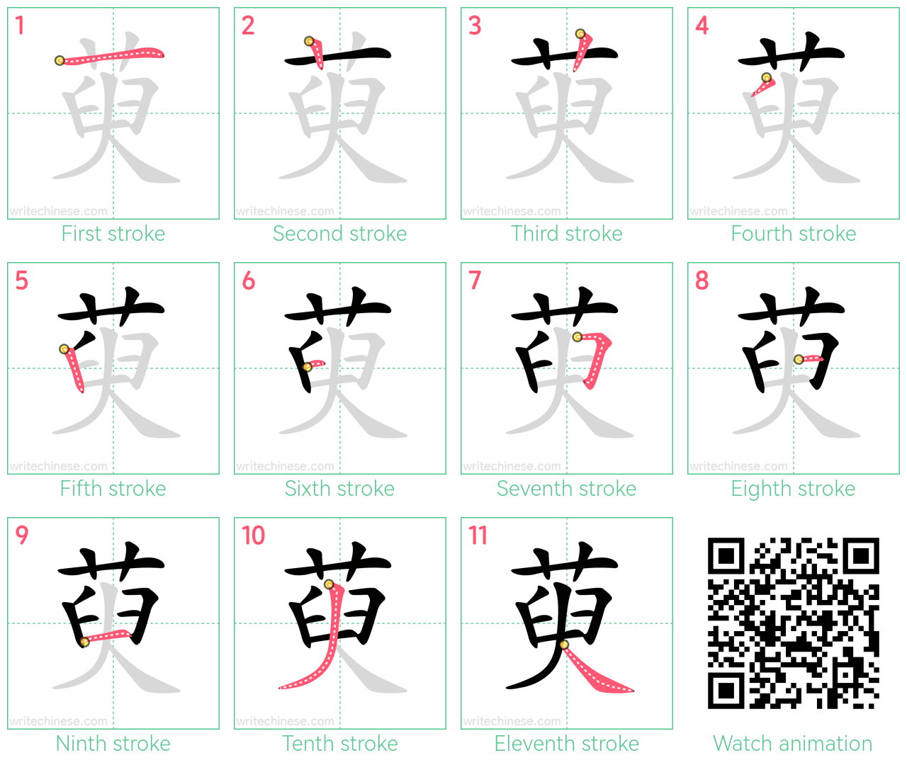 萸 step-by-step stroke order diagrams