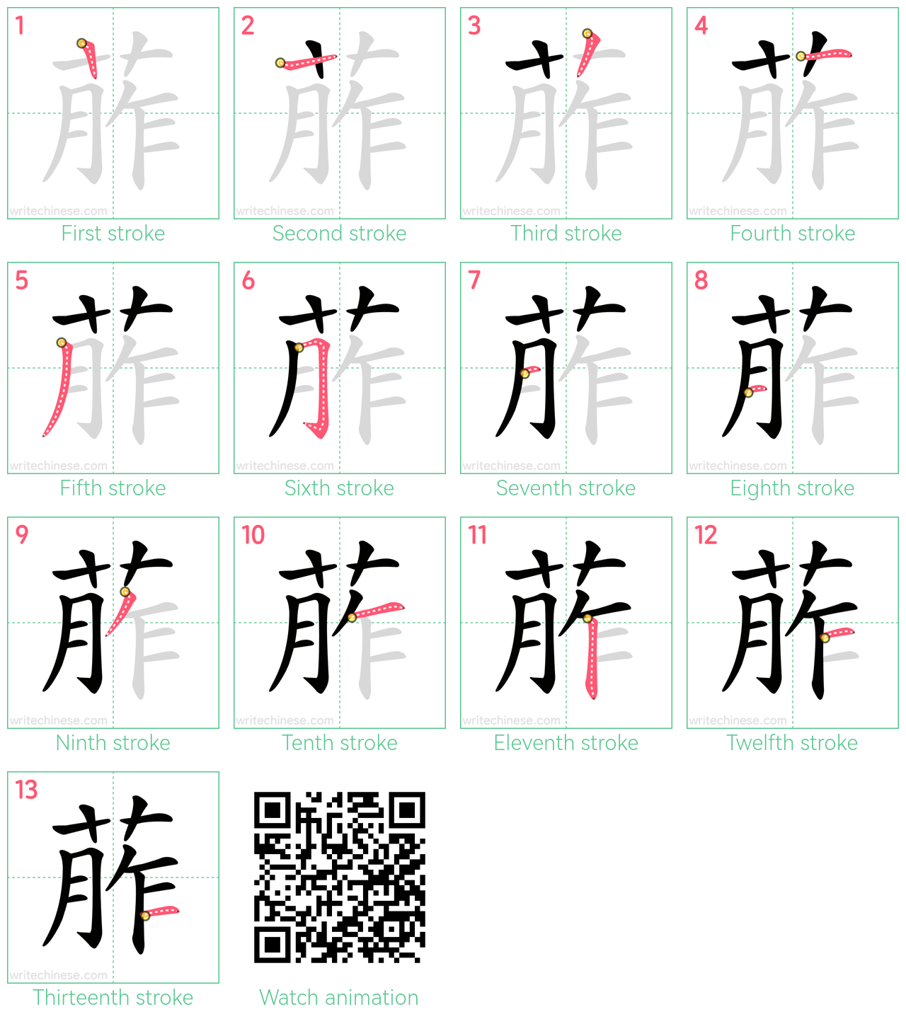 葄 step-by-step stroke order diagrams