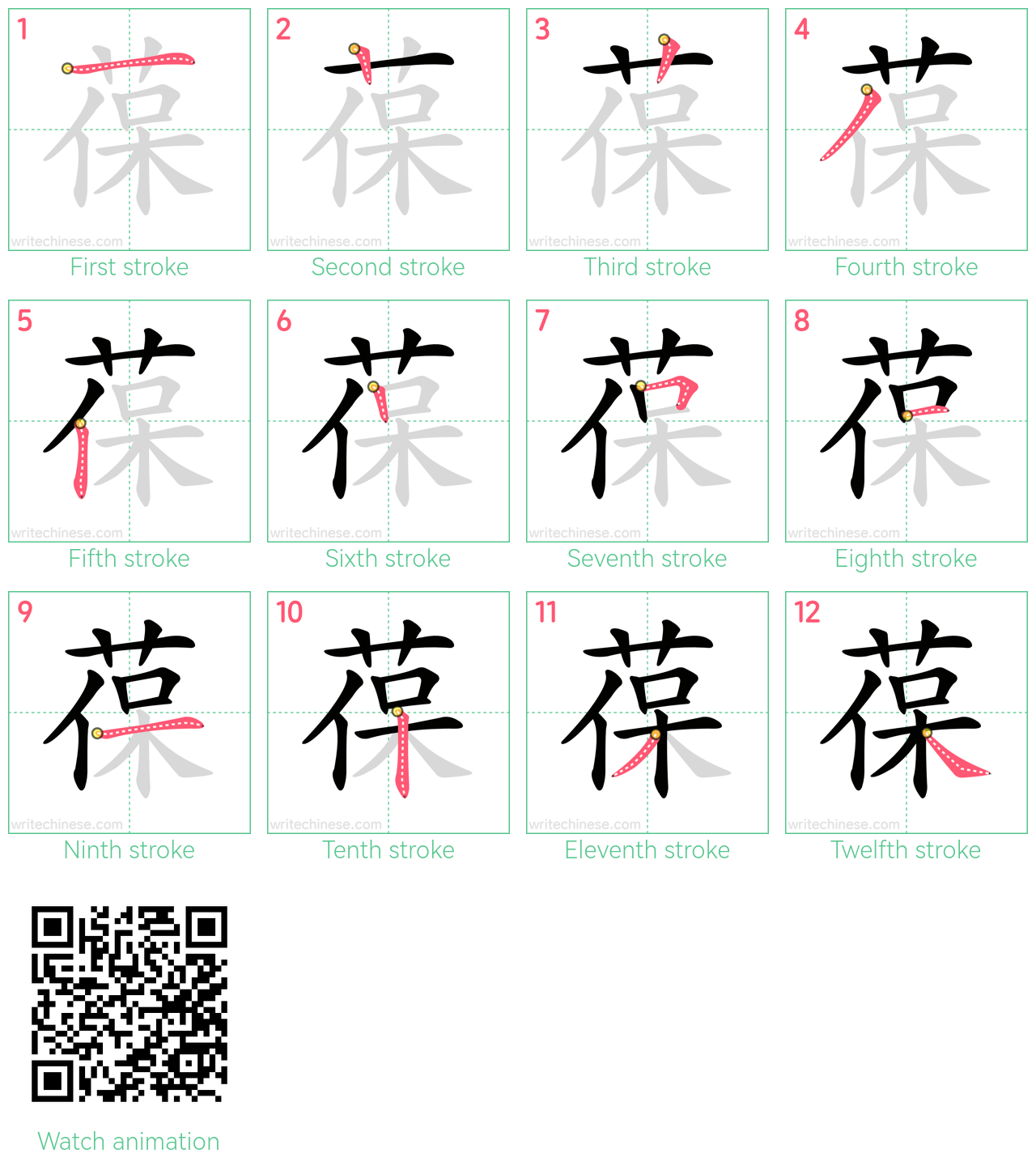 葆 step-by-step stroke order diagrams