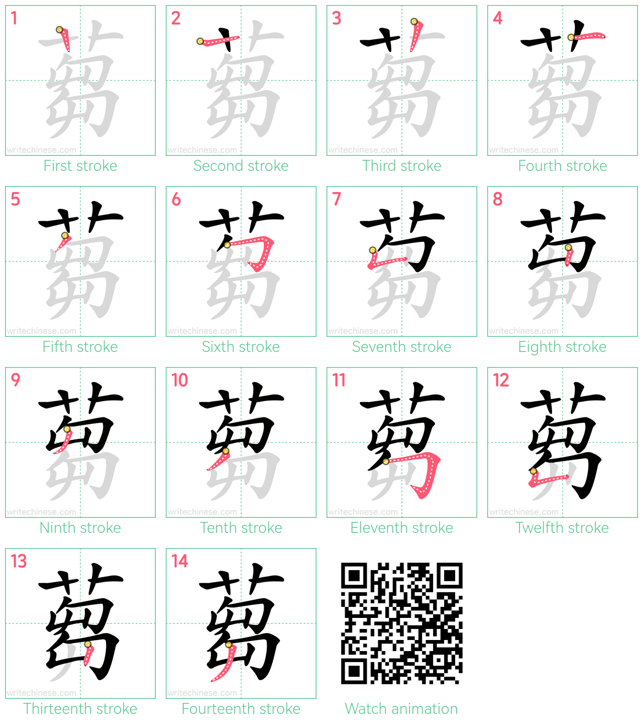 蒭 step-by-step stroke order diagrams