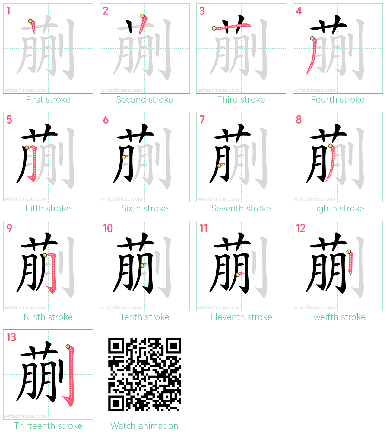 蒯 step-by-step stroke order diagrams