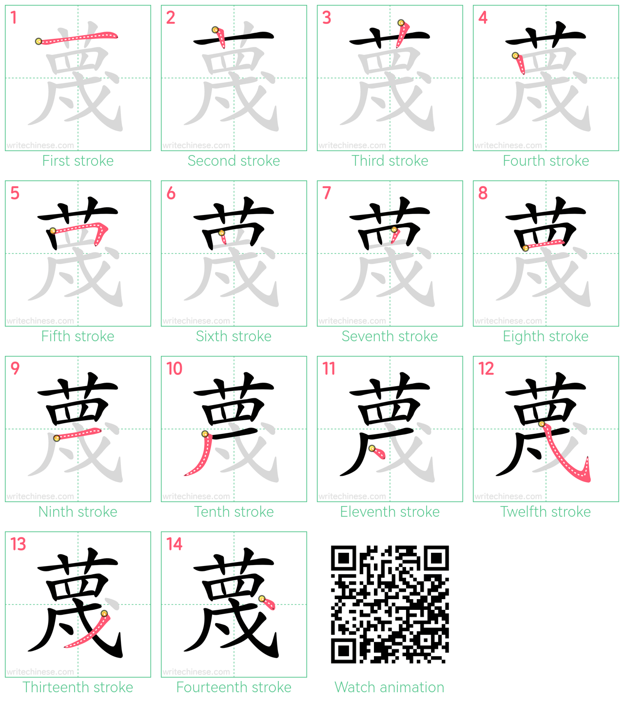 蔑 step-by-step stroke order diagrams