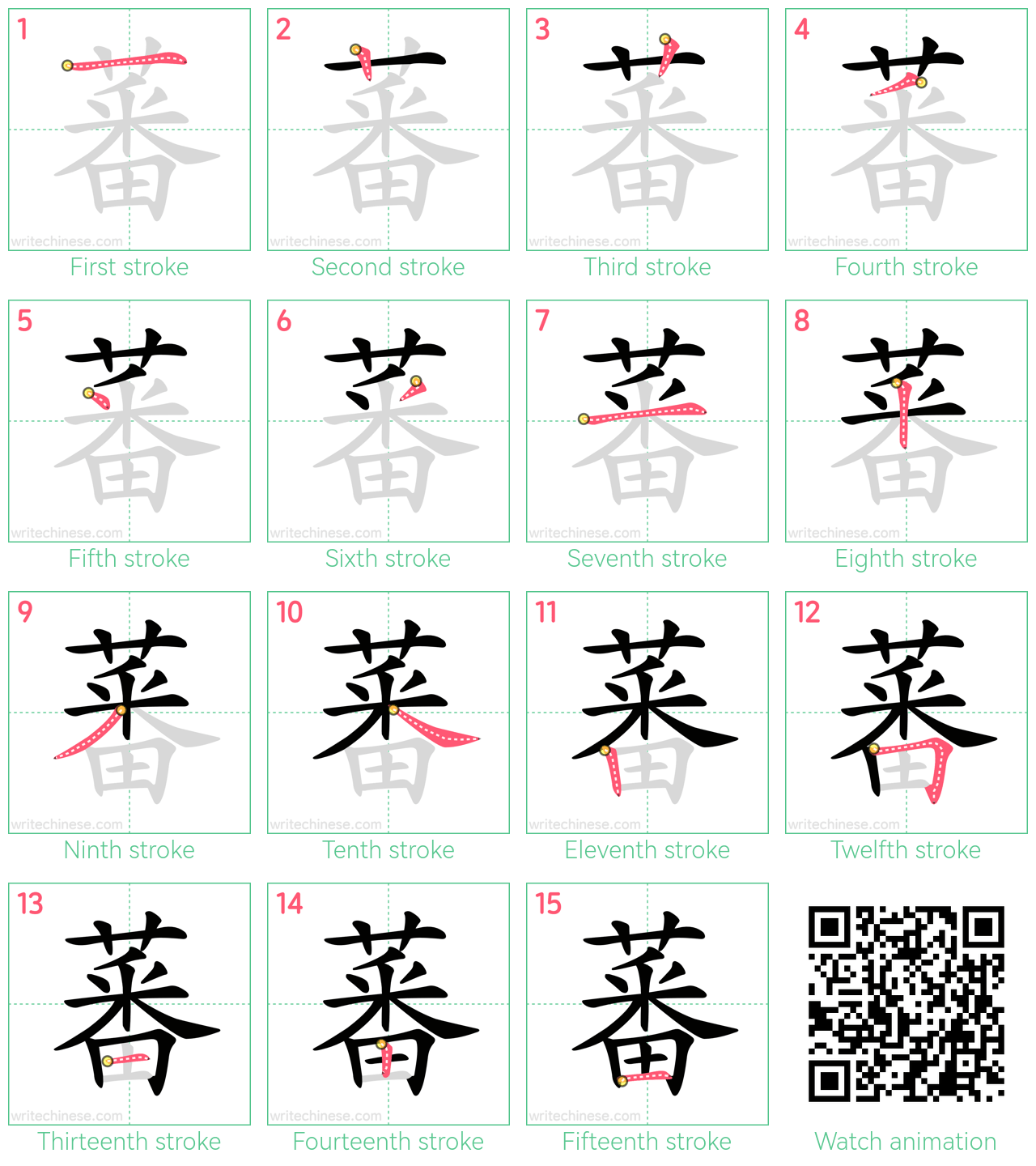 蕃 step-by-step stroke order diagrams