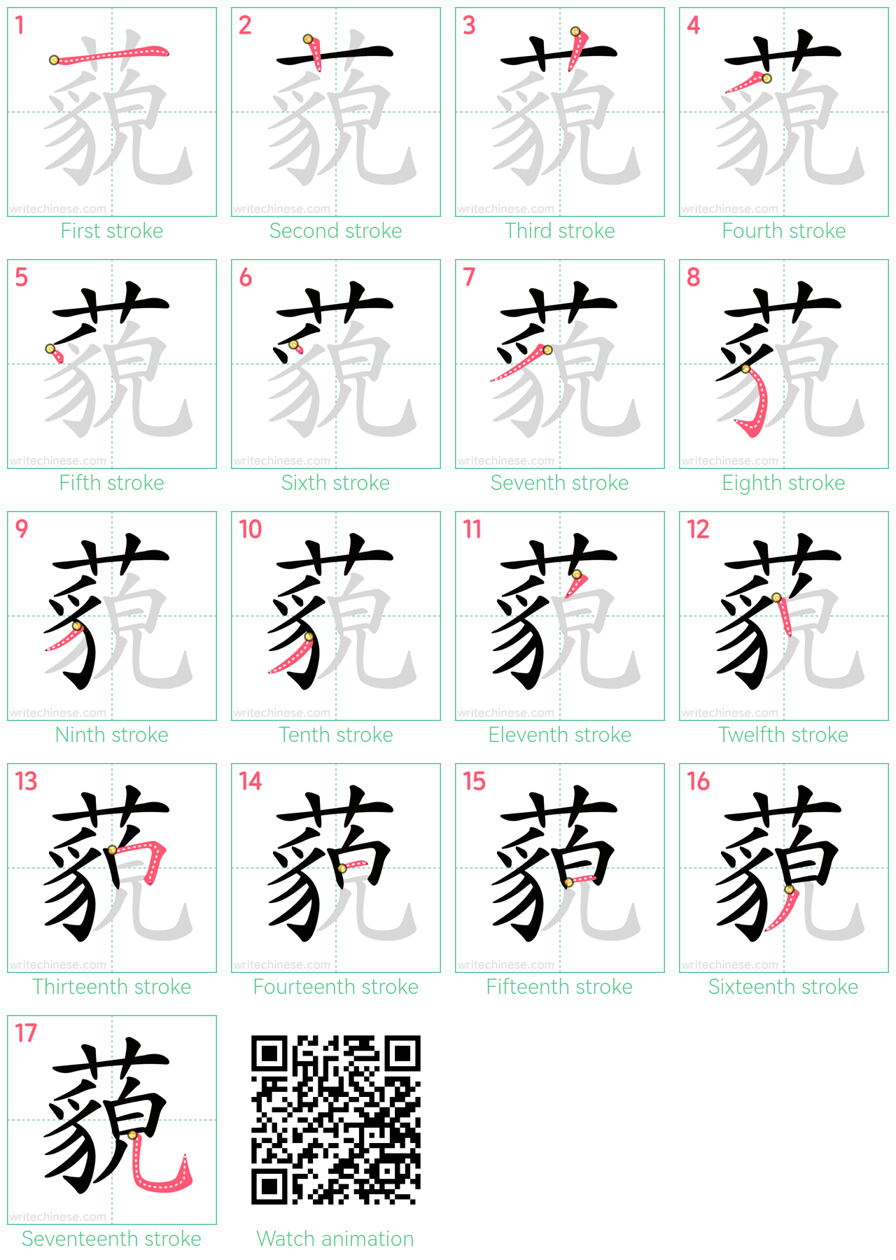 藐 step-by-step stroke order diagrams