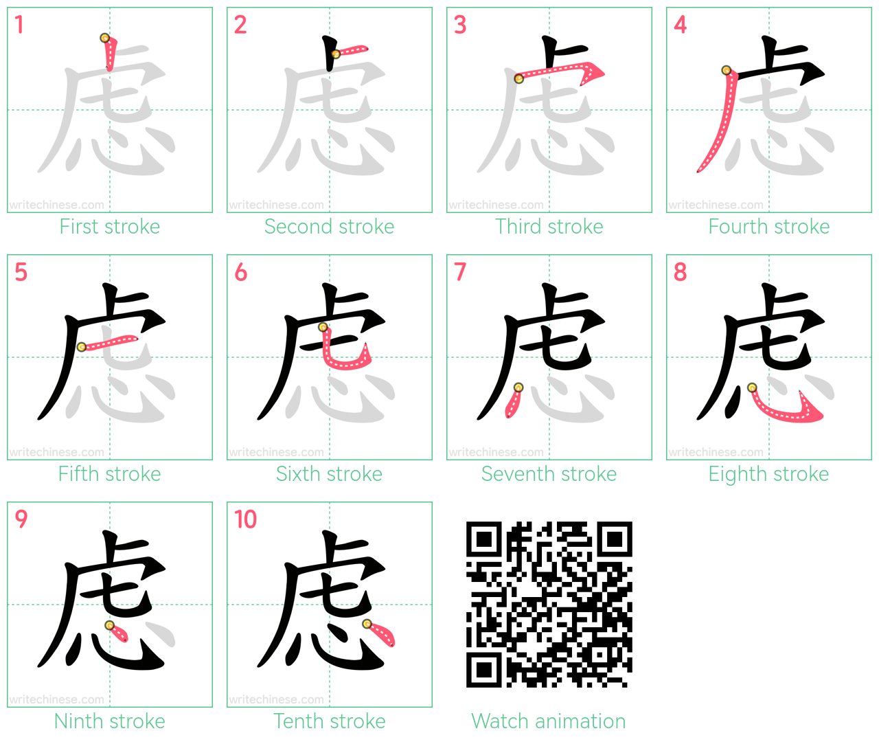 虑 step-by-step stroke order diagrams