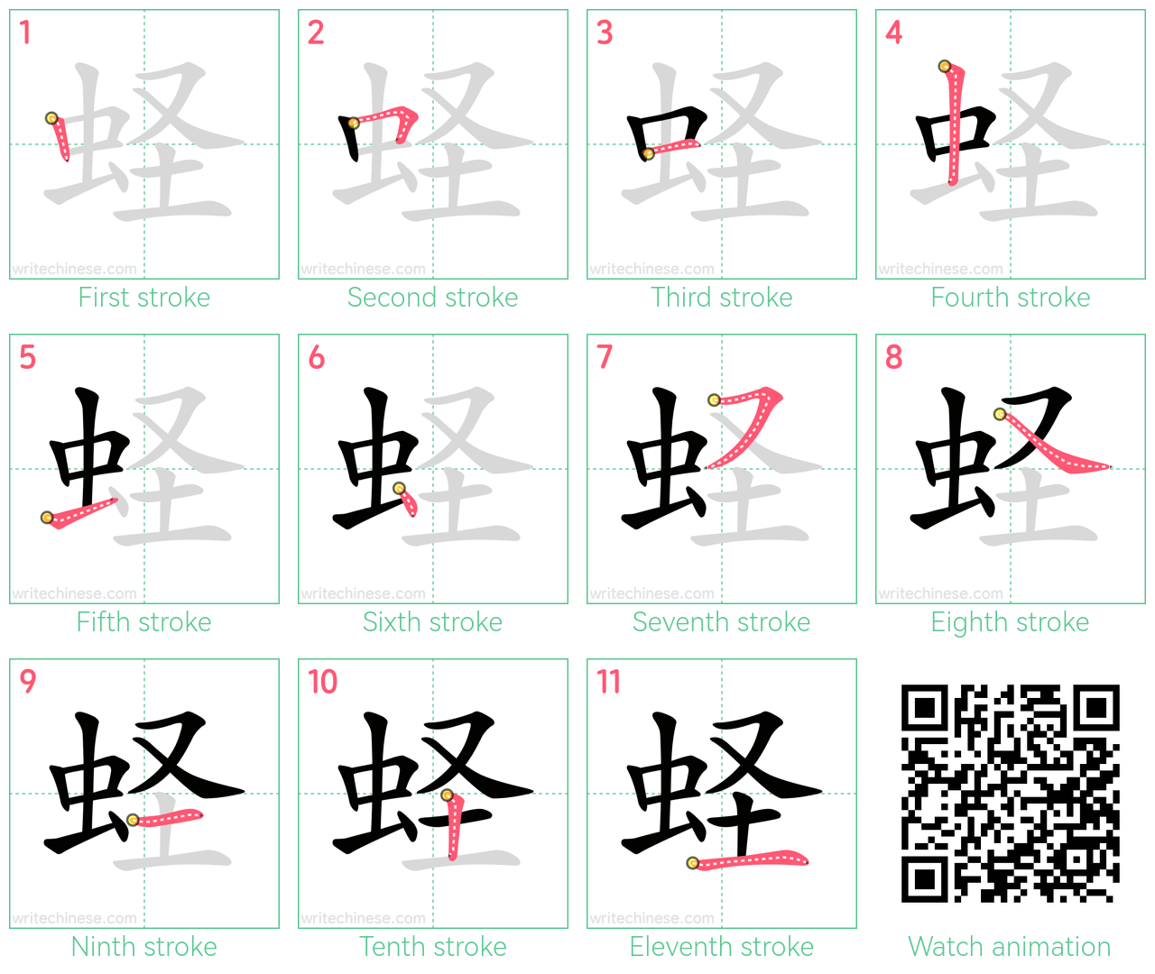 蛏 step-by-step stroke order diagrams