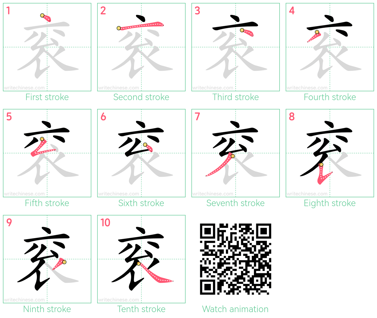 衮 step-by-step stroke order diagrams