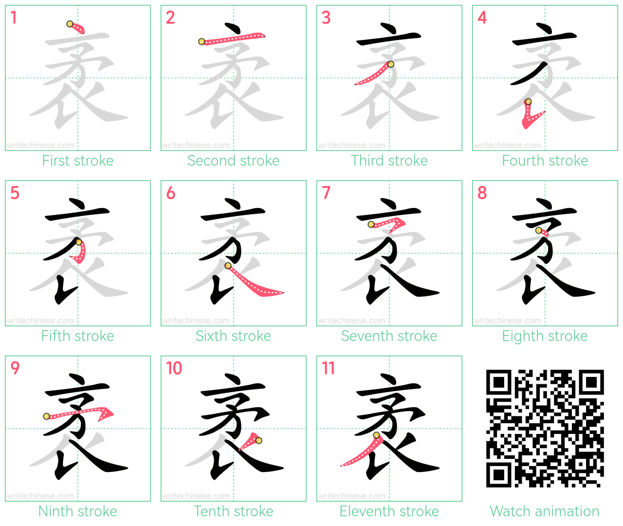袤 step-by-step stroke order diagrams