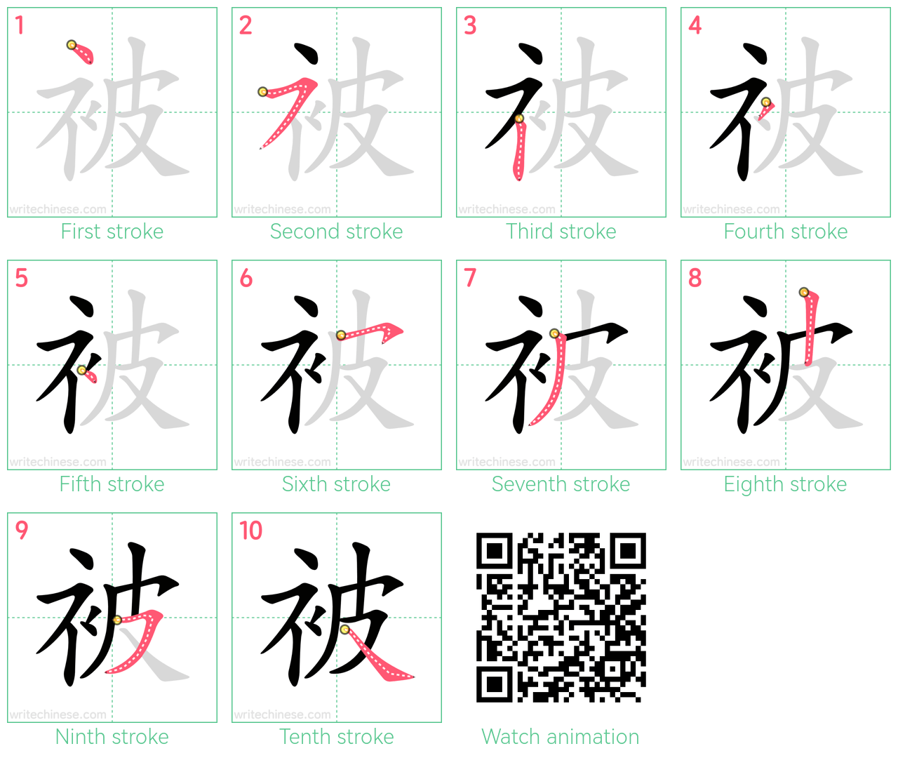 被 step-by-step stroke order diagrams