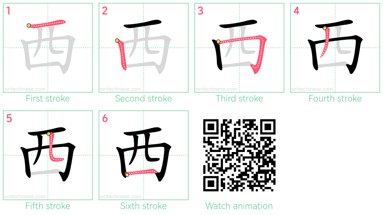 西 step-by-step stroke order diagrams