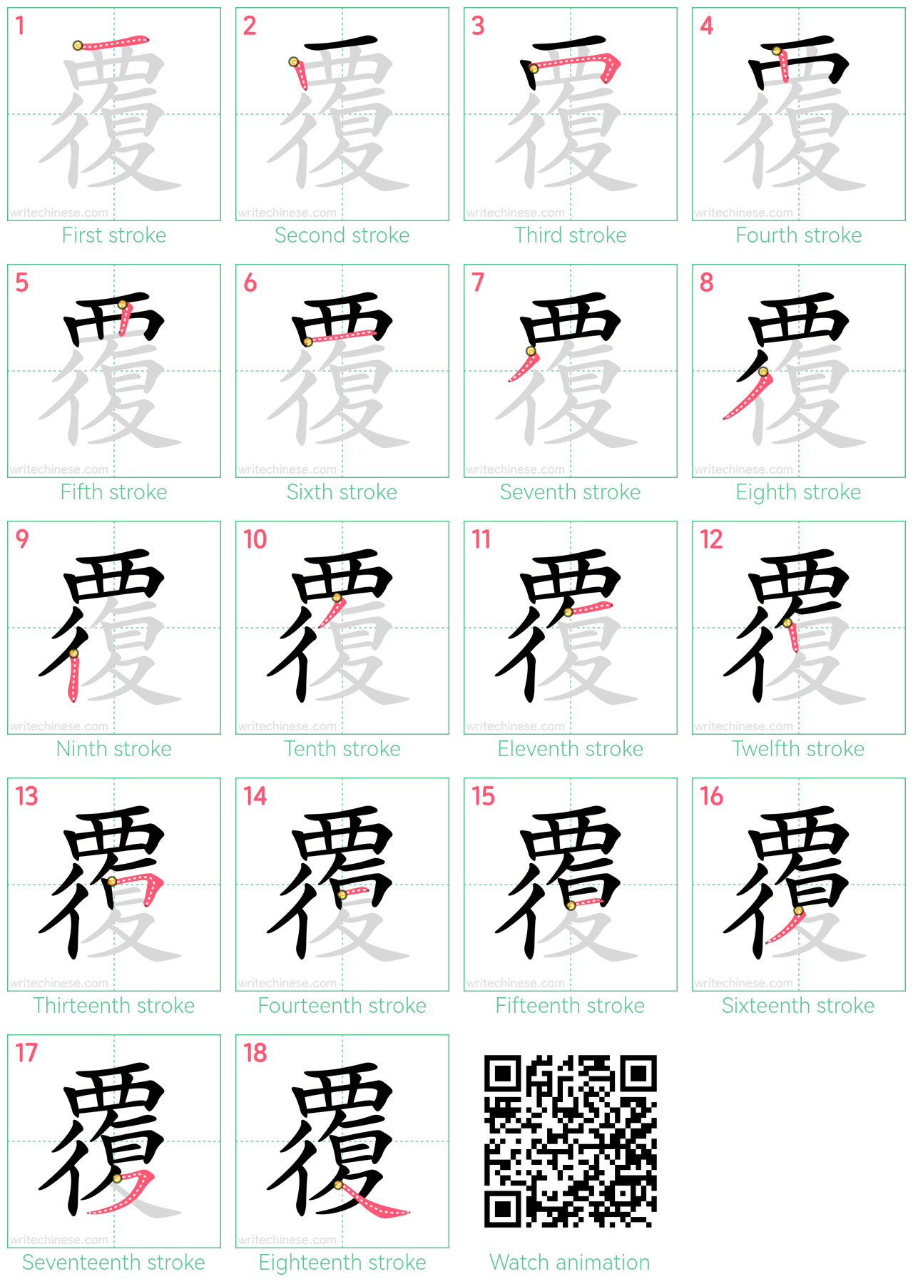 覆 step-by-step stroke order diagrams